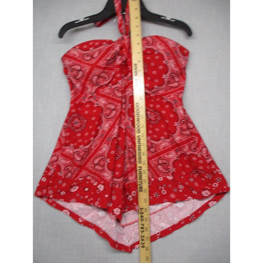 No Boundaries Red Paisley Y2K Boho Halter Bandana Top juniors Size XL 15 17 - Picture 6 of 11